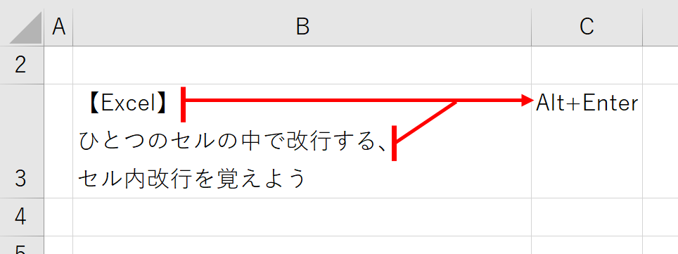 Excelでセル内で改行して隠れないようにするには？