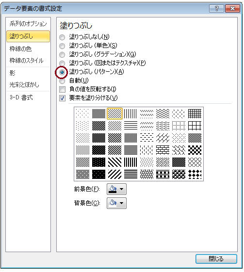 Excelで塗りつぶしの色をテクスチャで変えるには？