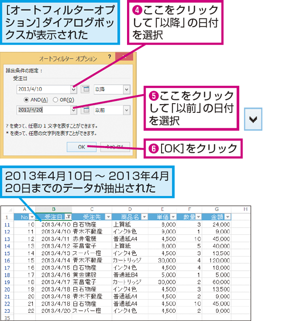 エクセルでフィルターで選択した日付をまとめるには？