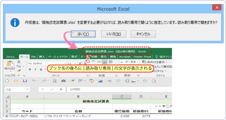 Excelで「読み取り専用を推奨します」というメッセージを消す方法 高度な設定と環境要因のチェック