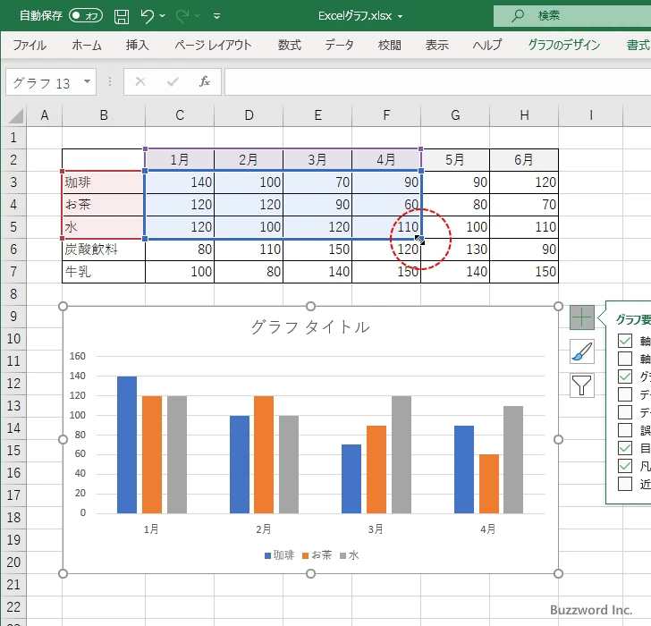 Excelのグラフにデータ範囲を追加するには？