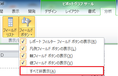 グラフの視認性を高めるためのフィルターボタン非表示手法
